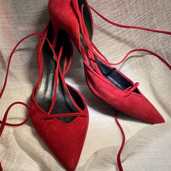UTERQUE RED TIE-UP PUMPS (SZ 39) (EUC) - Picture 3 of 6